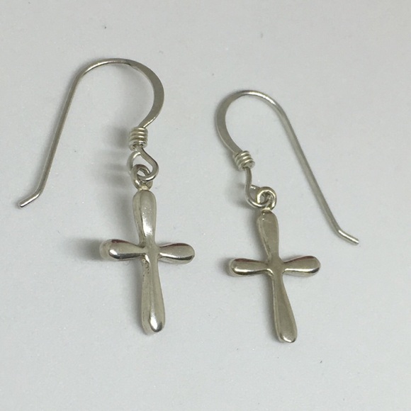 Sterling Silver Cross Dangle Earrings - Picture 5 of 6